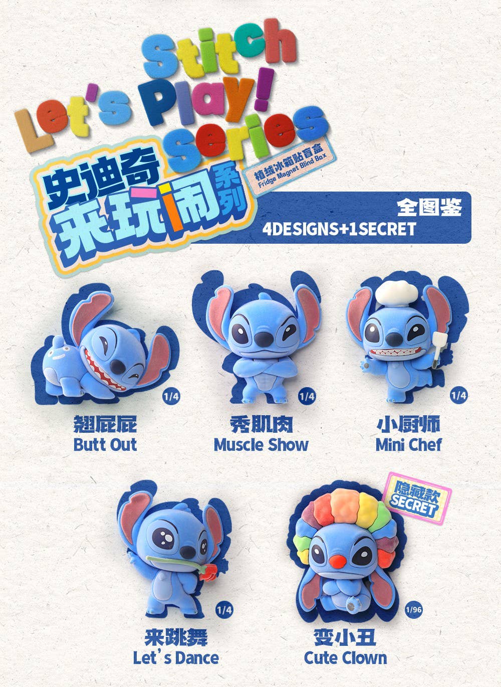 BLINDBOX Stitch Let's Play! Series Magnet 1Box 4pcs