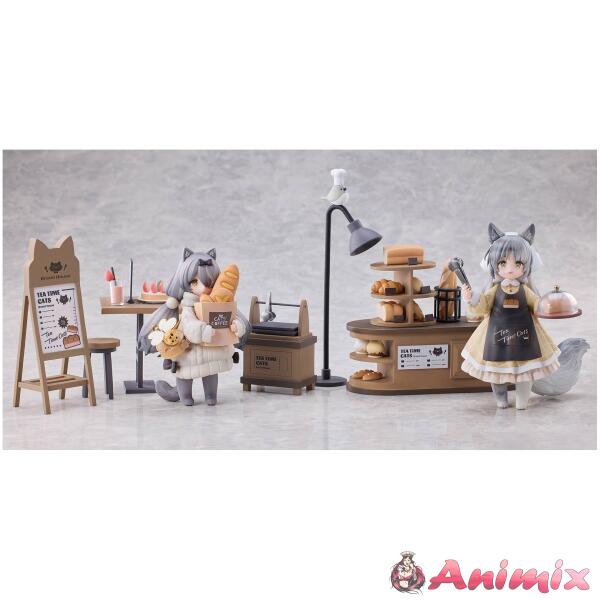 Tea Time Cats Scene: Meow Town Bakery Clerk & Customer Set